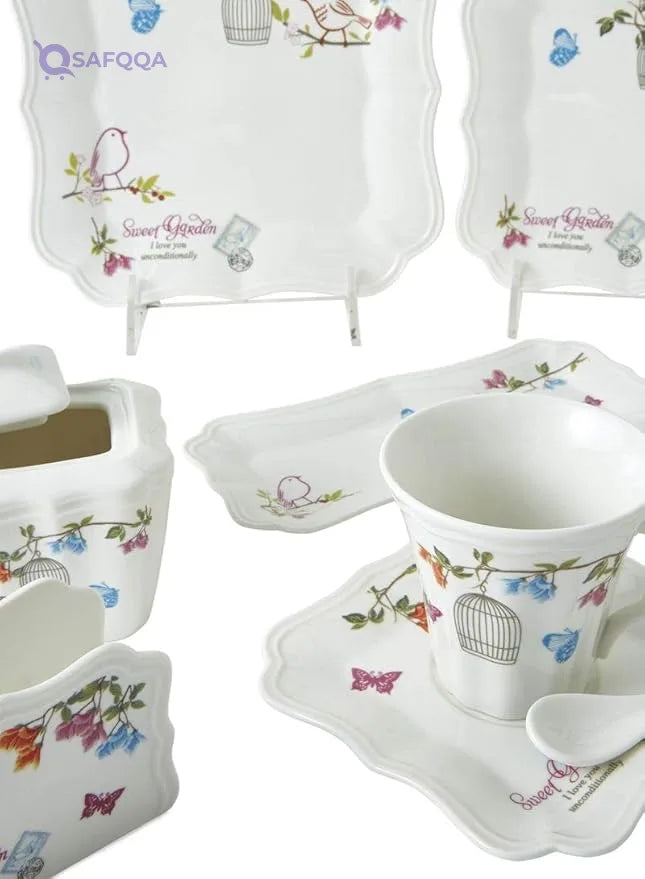 Opalina Breakfast Square Shape Dinner Set – 42 Pieces - Safqqa