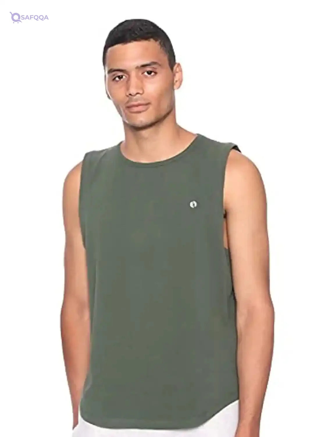 34 By Amr Diab Cotton Round-Neck Chest-Logo Muscle Tee For Men - Safqqa Egypt