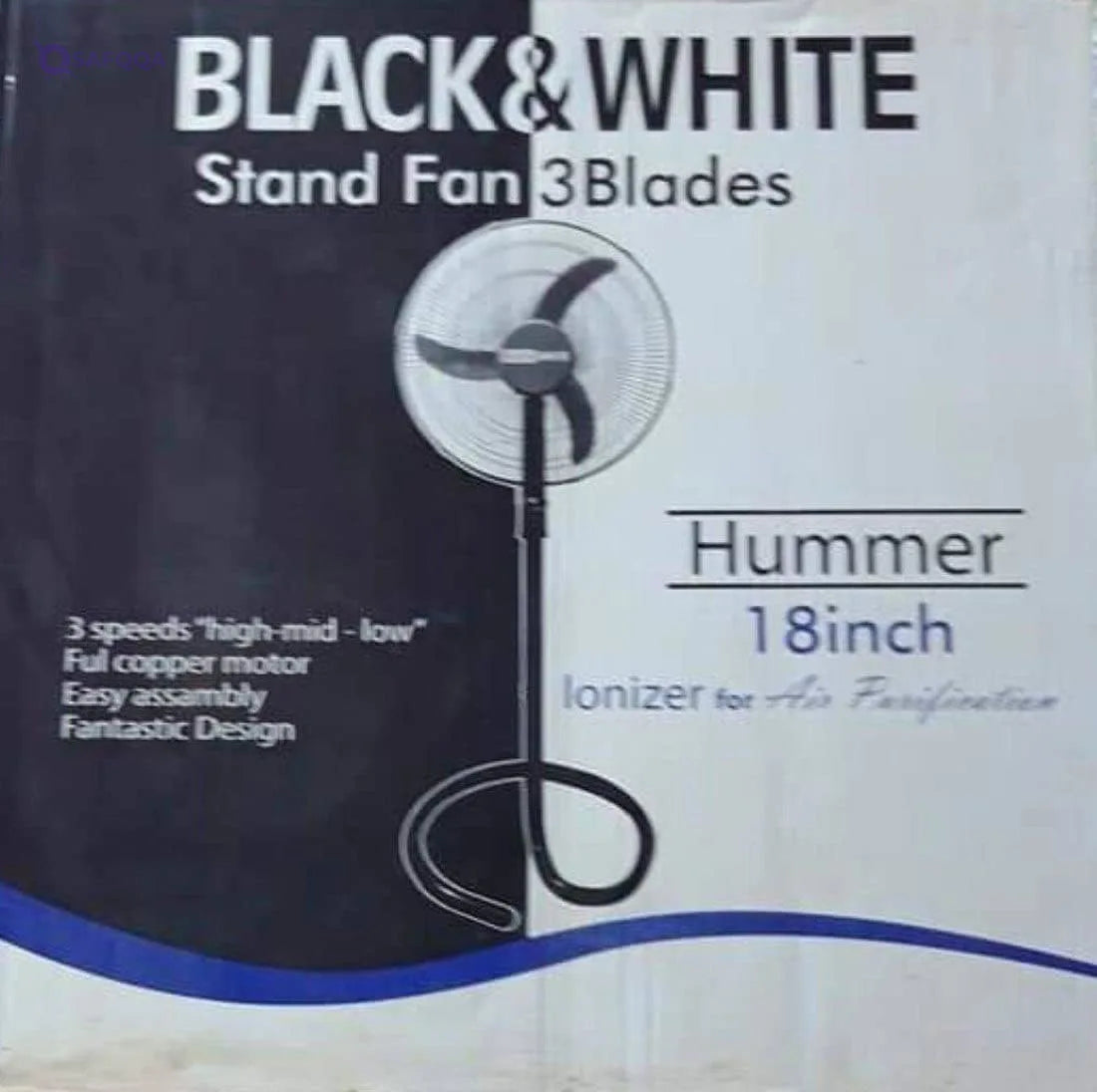 Black & White 18" Pedestal Fan – Model SF75 - Safqqa