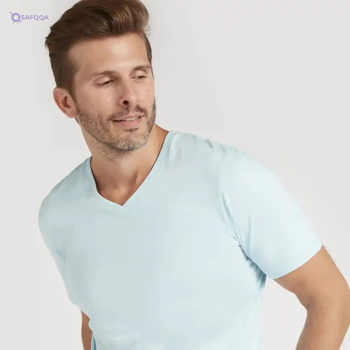 Splash Mens Vneck Solid T-Shirt - Safqqa Egypt