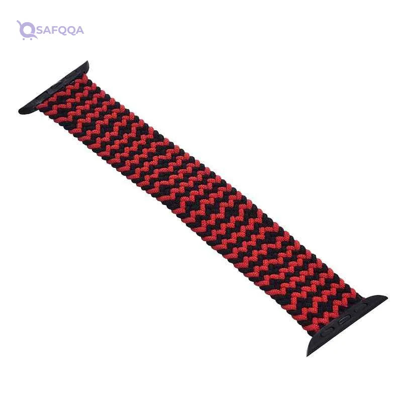 Generic Fabric Adjustable Watch Strap With Zigzag Design For Unisex Compatible With Watch Band 42/44 MM - Black Red - Safqqa Egypt