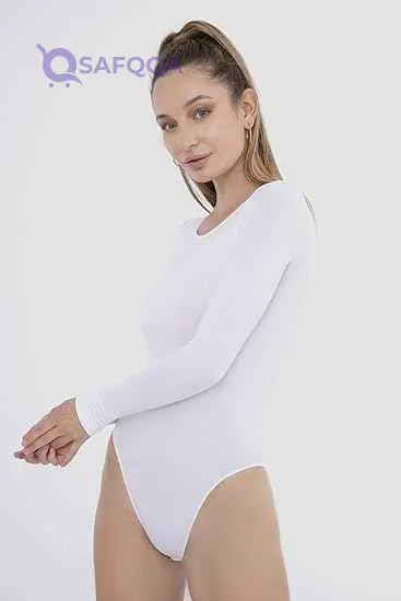 Carina Women's Round Neck Long Sleeve Bodysuit with Snap Closure - Safqqa Egypt