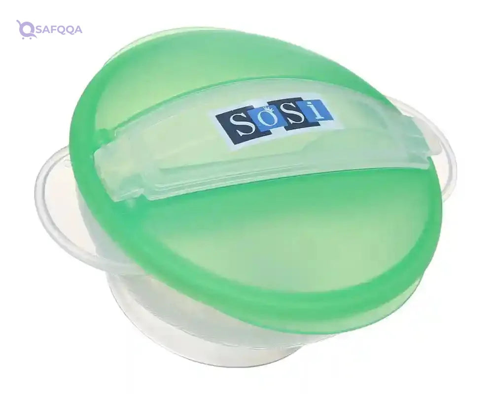 Plastic Food Set With Lid For Kids 2 Pieces (Plate+Spoon), Green DR-A-558 - Safqqa