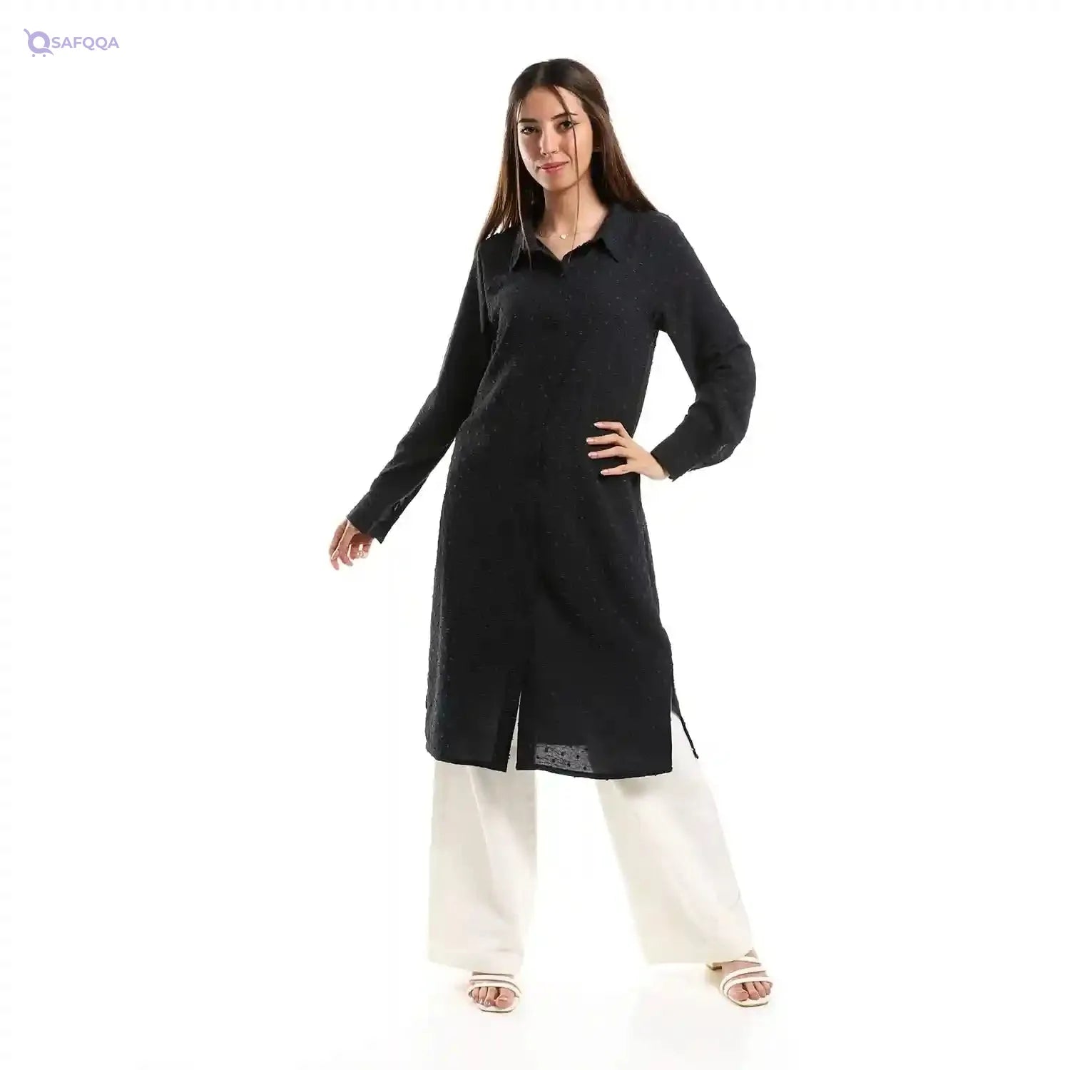 Jamila Women Self Stitches Tunic with Sided Slits - Safqqa Egypt