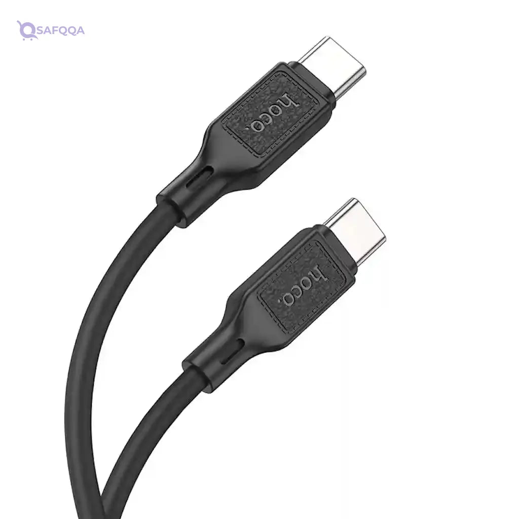 Hoco X90 - Cool Silicone Fast Charging And Data Transmittion Cable (60W - 20V- 3A - 1M), USB-C To USB-C Plug, Compatible With Samsung Huawei Xiaomi Oppo - Black - Safqqa Egypt