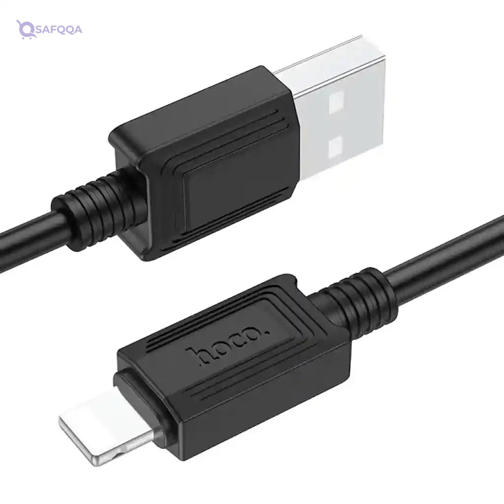 Hoco X73 - Charging And Data Transmittion Cable (2.4A -1M), USB-A To Lightning Plug, Compatible With Apple iPhone iPad Airpods - Black - Safqqa
