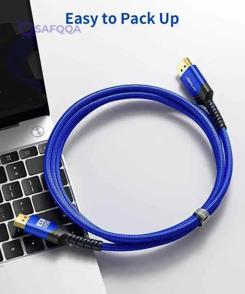 JSAUX HDMI Aluminum Alloy Cable 2M,High-speed HDMI 2.0 for smooth video and audio transfer - Safqqa