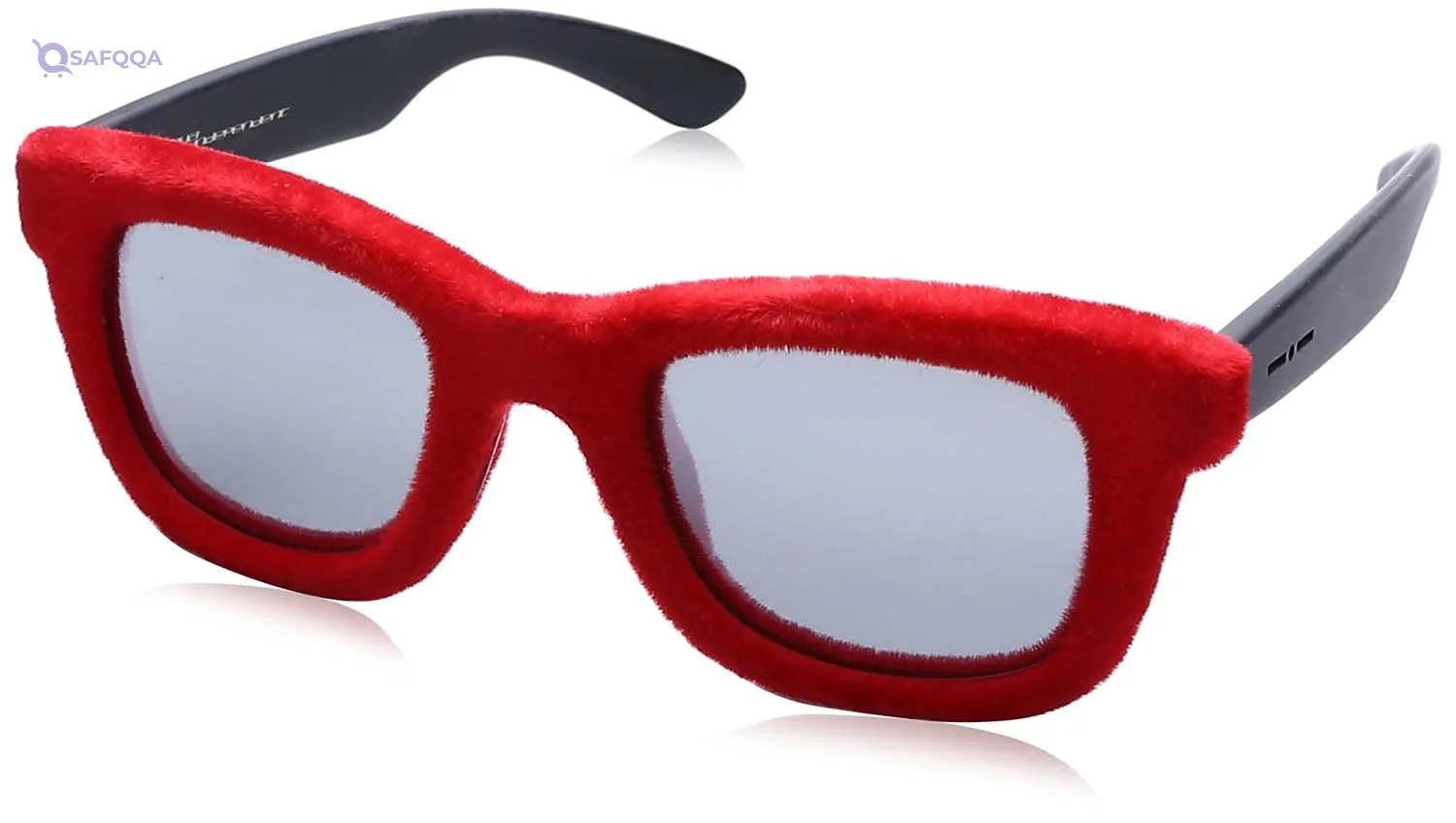Italia Independent Velvet Effect Frame Grey-Lens Wayfarer Sunglasses for Women - Red - Safqqa