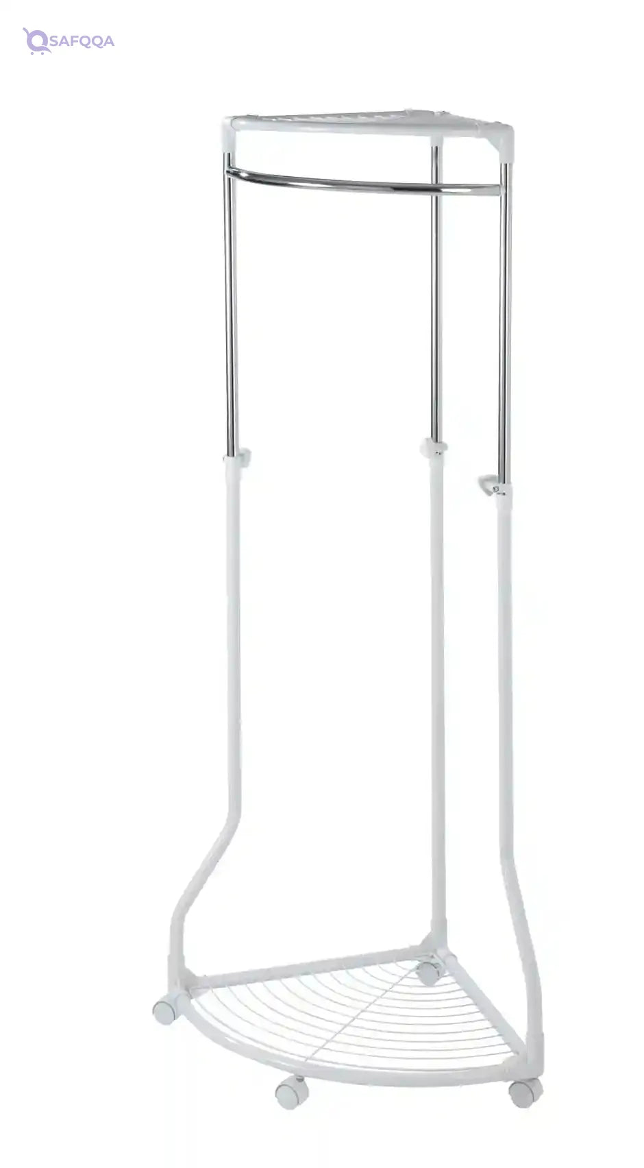 WENKO Coat Rack Freestanding, Clothes Hanger Stand for Entryway, Coat Rack with Shoe Storage, Adjustable Corner Coat Rack, White/Chrome, Holds up to 110lbs, 27.6 x 44-65.4 x 21.7 in - Safqqa