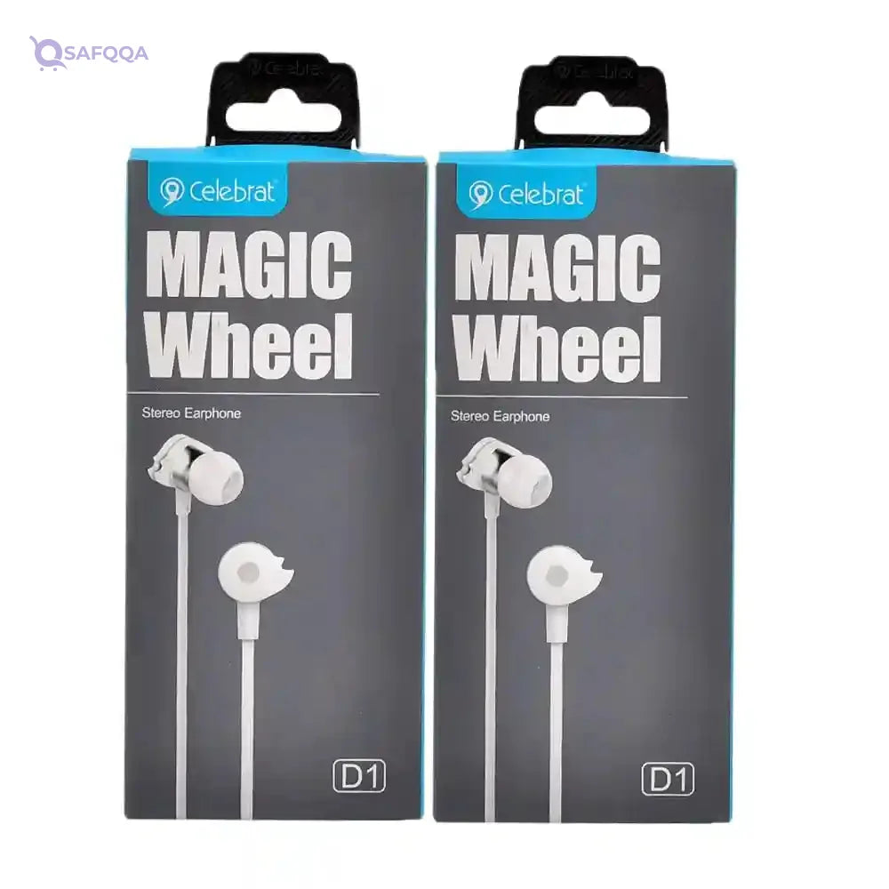Celebrat D1 Wired Stereo Earphones  Ergonomic Design Set of 2  3.5mm Jack - Safqqa