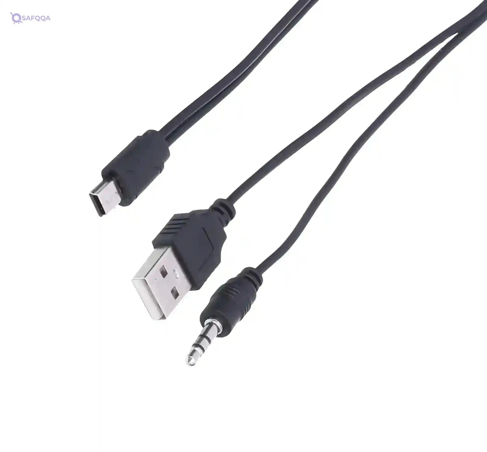 Keendex 1775 2 in 1 a to b usb cable with aux connector, 20 cm - black - Safqqa Egypt