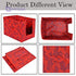 Fun Homes Metalic Flower Print Foldable Rectangle Cloth Saree Stacker Cloth Wardrobe Organizer- Pack of 2 (Beige & Red) - Safqqa