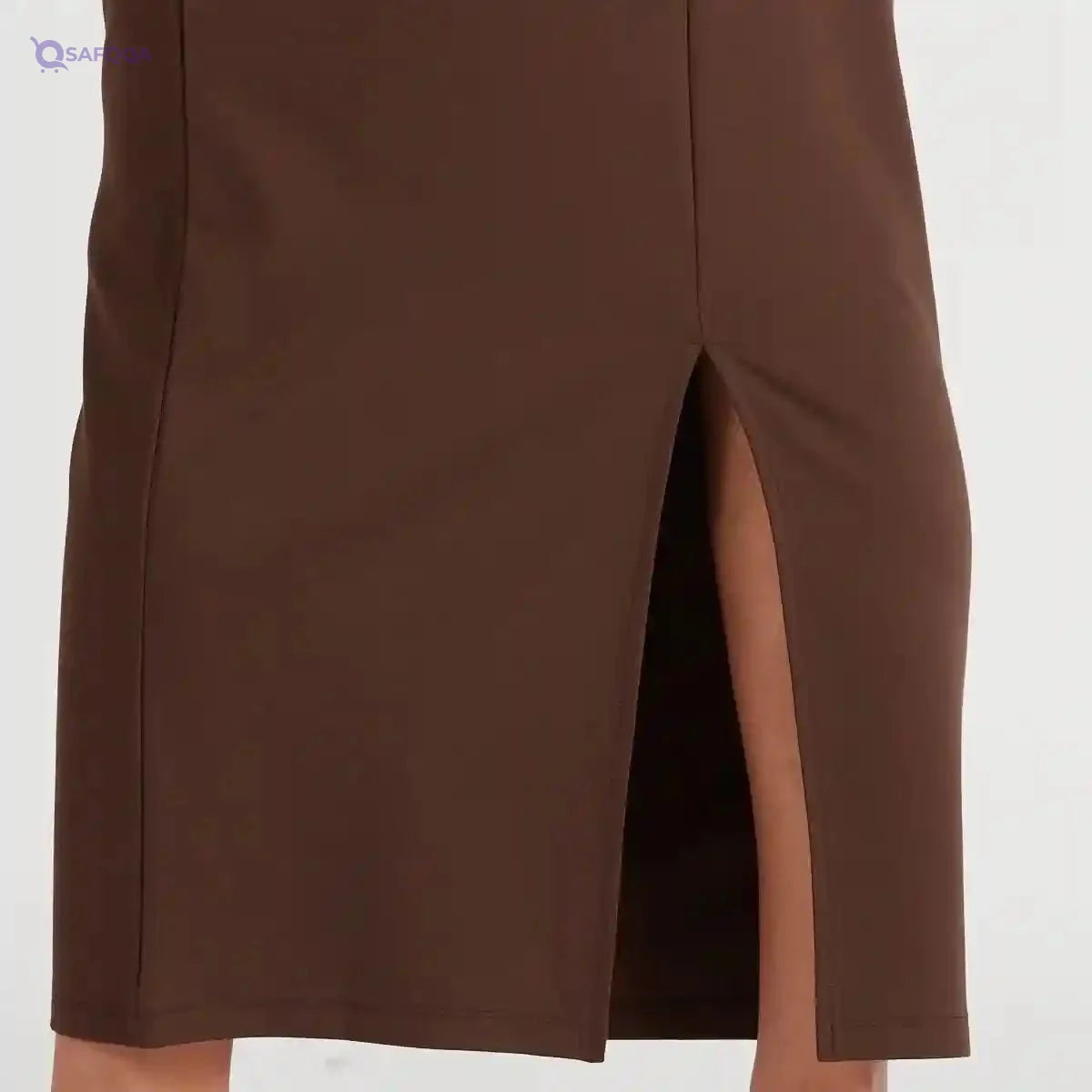 Solid Maxi Pencil Skirt with Slit Detail - Safqqa Egypt