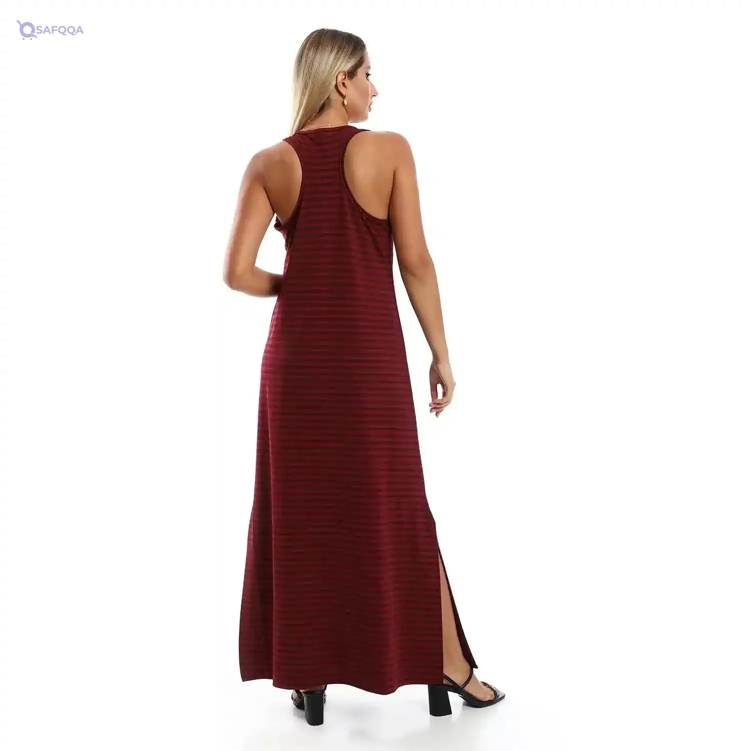 JAMILA Women Striped Sleeveless Long Dress With Side Slits DRESS - Safqqa Egypt