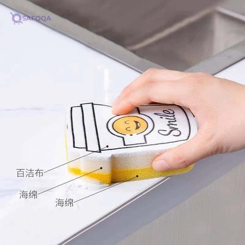 Generic Dishwashing Sponge Smooth And Does Not Scratch Surfaces , A Set Of Only 4 shapes - Safqqa
