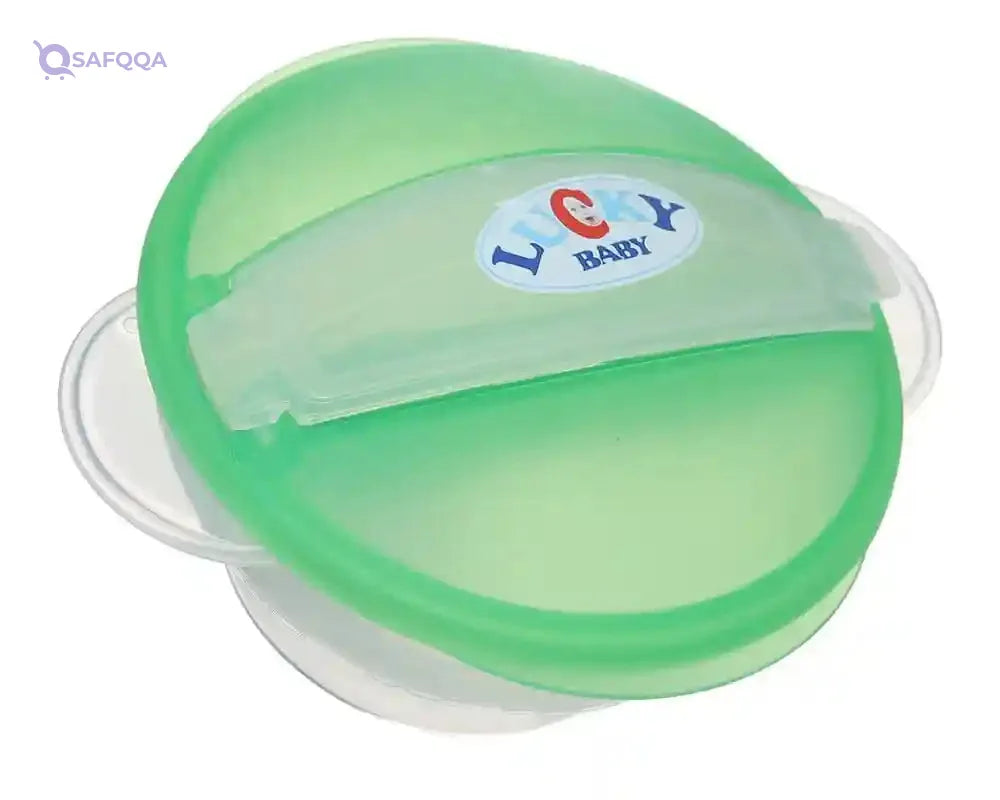 Plastic Food Set with Lid for Kids – 2 Pieces (Plate + Spoon) - Safqqa