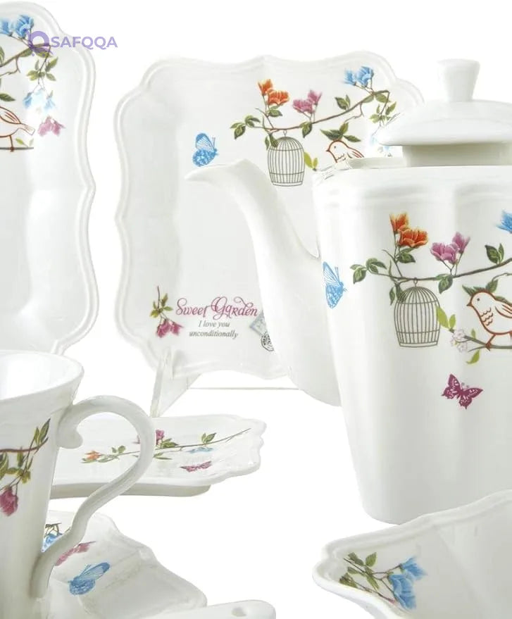 Opalina Breakfast Square Shape Dinner Set – 42 Pieces - Safqqa