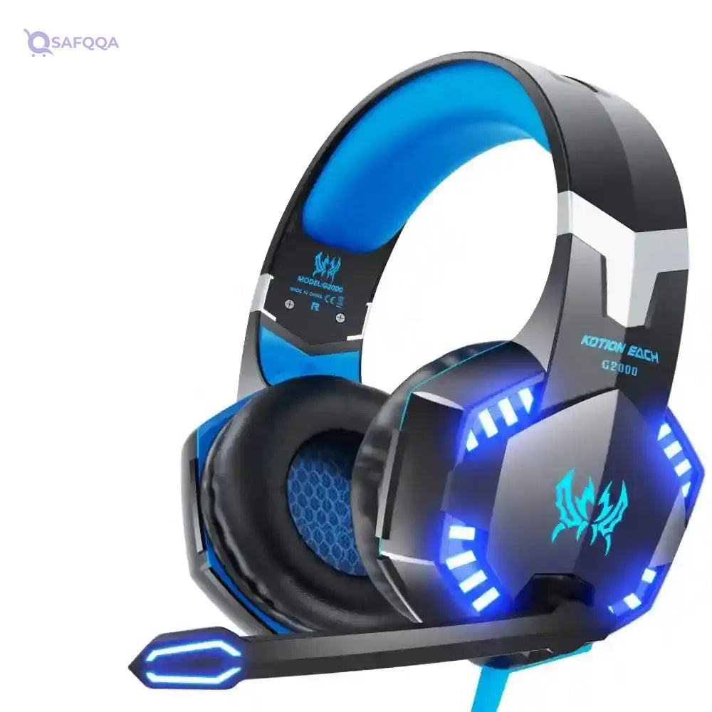 VersionTECH. Gaming Headset for PS5 PC PS4 Xbox One Controller,Bass Surround Noise Cancelling Mic, Over Ear Headphones with LED Lights for Mac Laptop Xbox Series X S Nintendo Switch Games - Safqqa