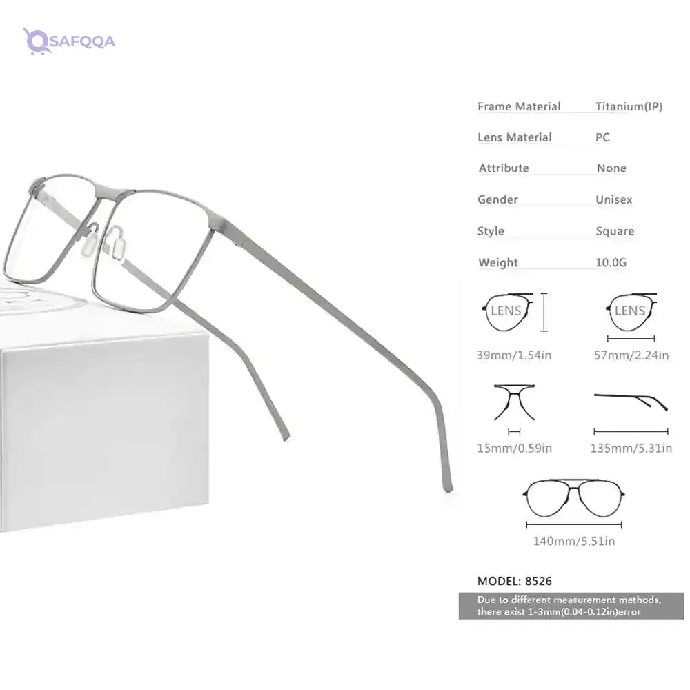 Fonex Pure Titanium Glasses Frame for Men,Square Full Rim Myopia Optical Eyeglasses - Safqqa