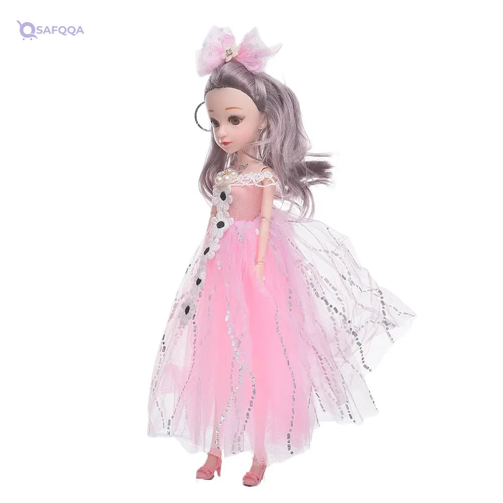 Generic Plastic Pretty Doll Princess Design With Long Hair And Fluffy Pink Dress For Girls - Safqqa