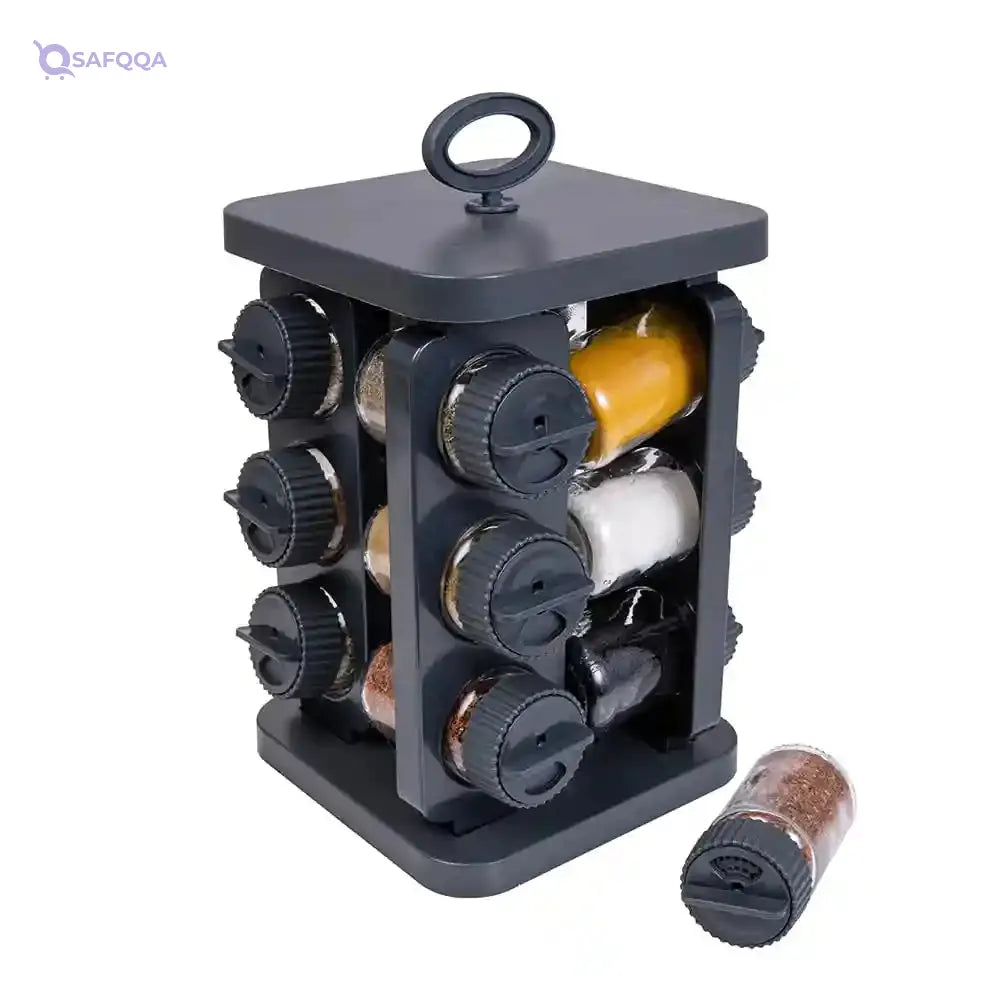 Herevin Glass Spice Set – 6 Jars, 105ml, Gray, Airtight Lids - Safqqa