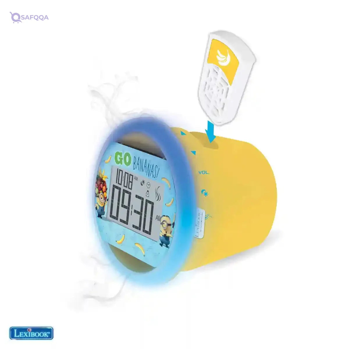 Lexibook by Sensorwake Universal Despicable Me Minions The Olfactory alarm clock, relaxing light, FM radio, battery operated or USB cable, yellow/blue, CS100DES - Safqqa Egypt