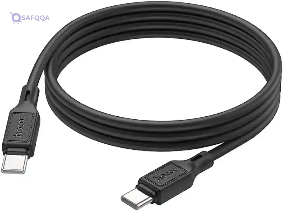 Hoco X90 - Cool Silicone Fast Charging And Data Transmittion Cable (60W - 20V- 3A - 1M), USB-C To USB-C Plug, Compatible With Samsung Huawei Xiaomi Oppo - Black - Safqqa Egypt