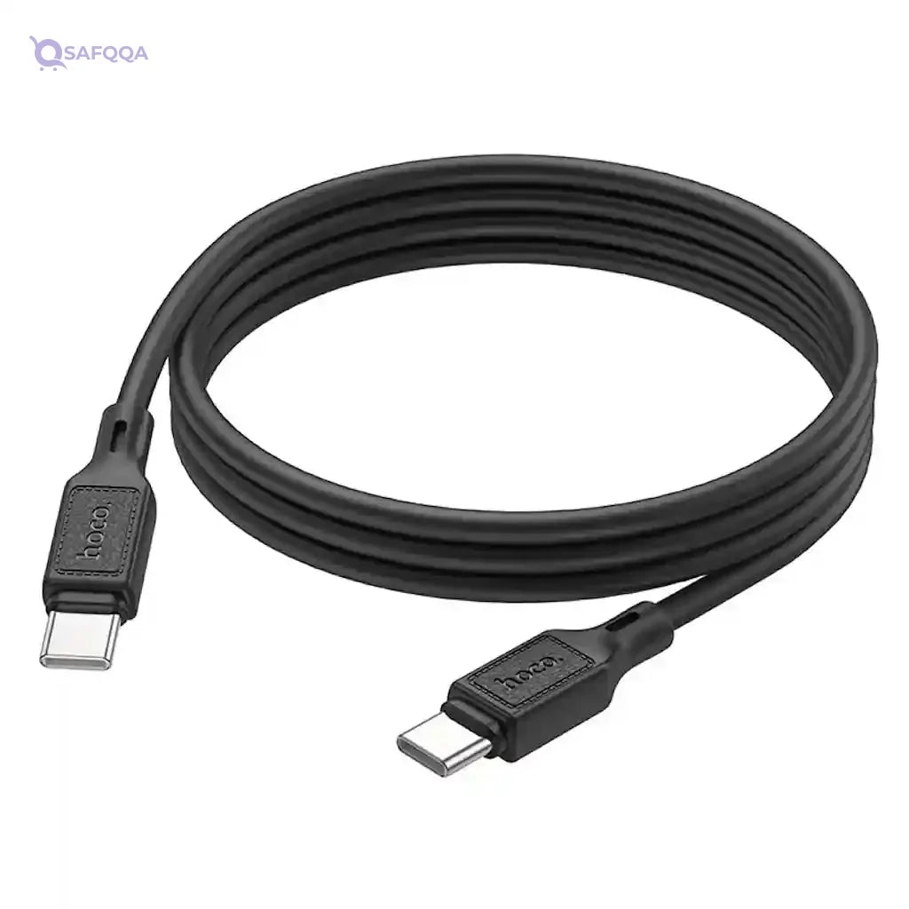Hoco X90 - Cool Silicone Fast Charging And Data Transmittion Cable (60W - 20V- 3A - 1M), USB-C To USB-C Plug, Compatible With Samsung Huawei Xiaomi Oppo - Black - Safqqa Egypt