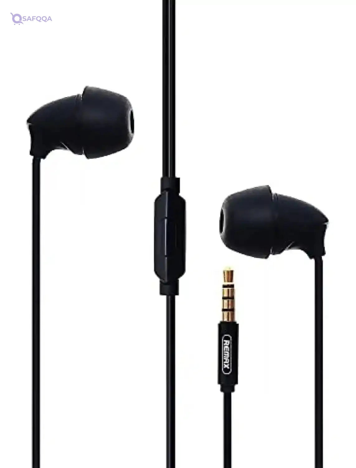 Remax RM-588 Wired Stereo Sound Quality Earphones Containing Microphone With Controller Button And 3.5 Mm Jack - Black Headphones Headset - Safqqa Egypt