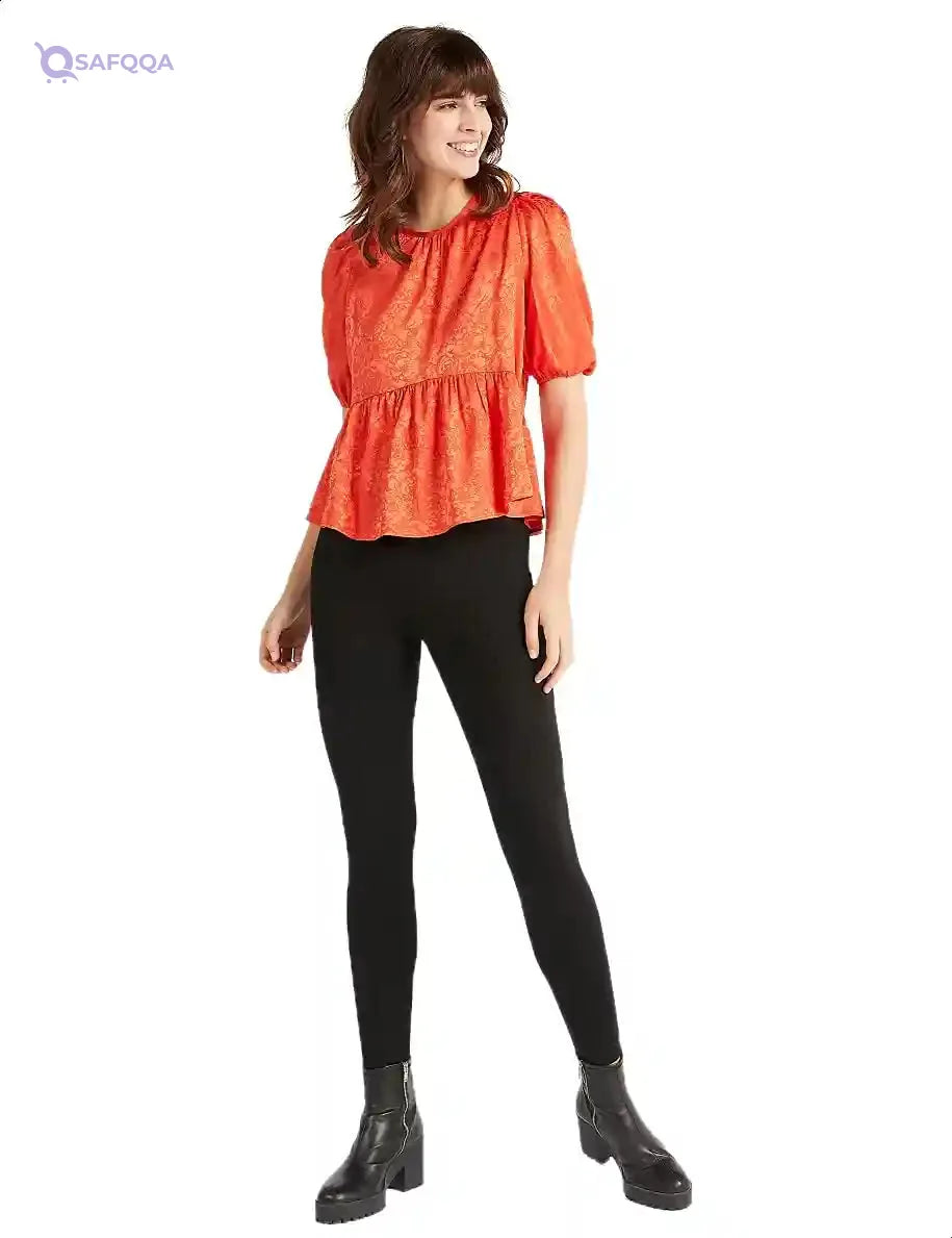 Floral-Pattern Puff Sleeves Peplum Top for Women - Safqqa Egypt