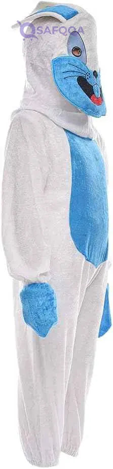 Fabric Rabbit Costume with Rabbit Mask for Kids - White & Blue (Size M) - Safqqa Egypt