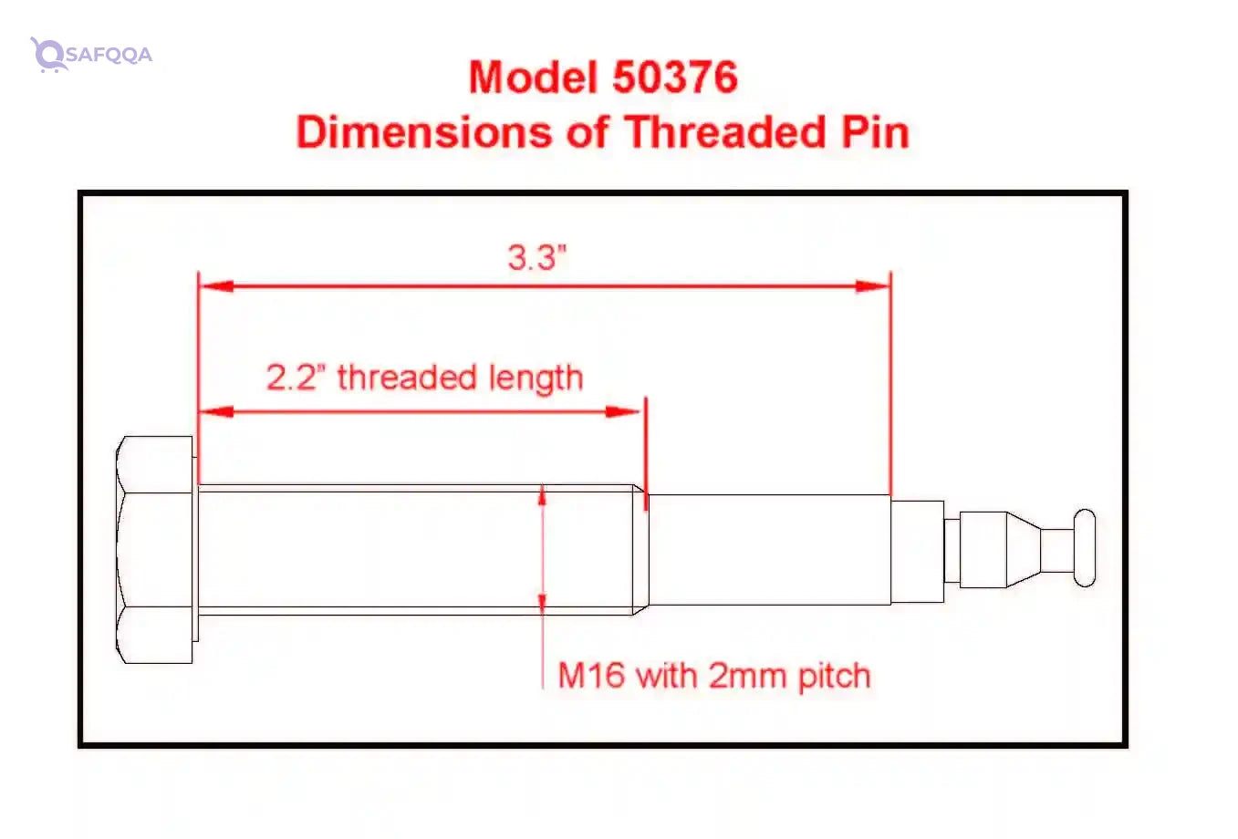 **MaxxHaul 50376 Threaded Hitch Locking Pin – Compatible with MaxxHaul 70210, 50250 & 50606 Bike Racks, M16 Thread for 2" Receivers (≤3.3" Wide)** - Safqqa Egypt