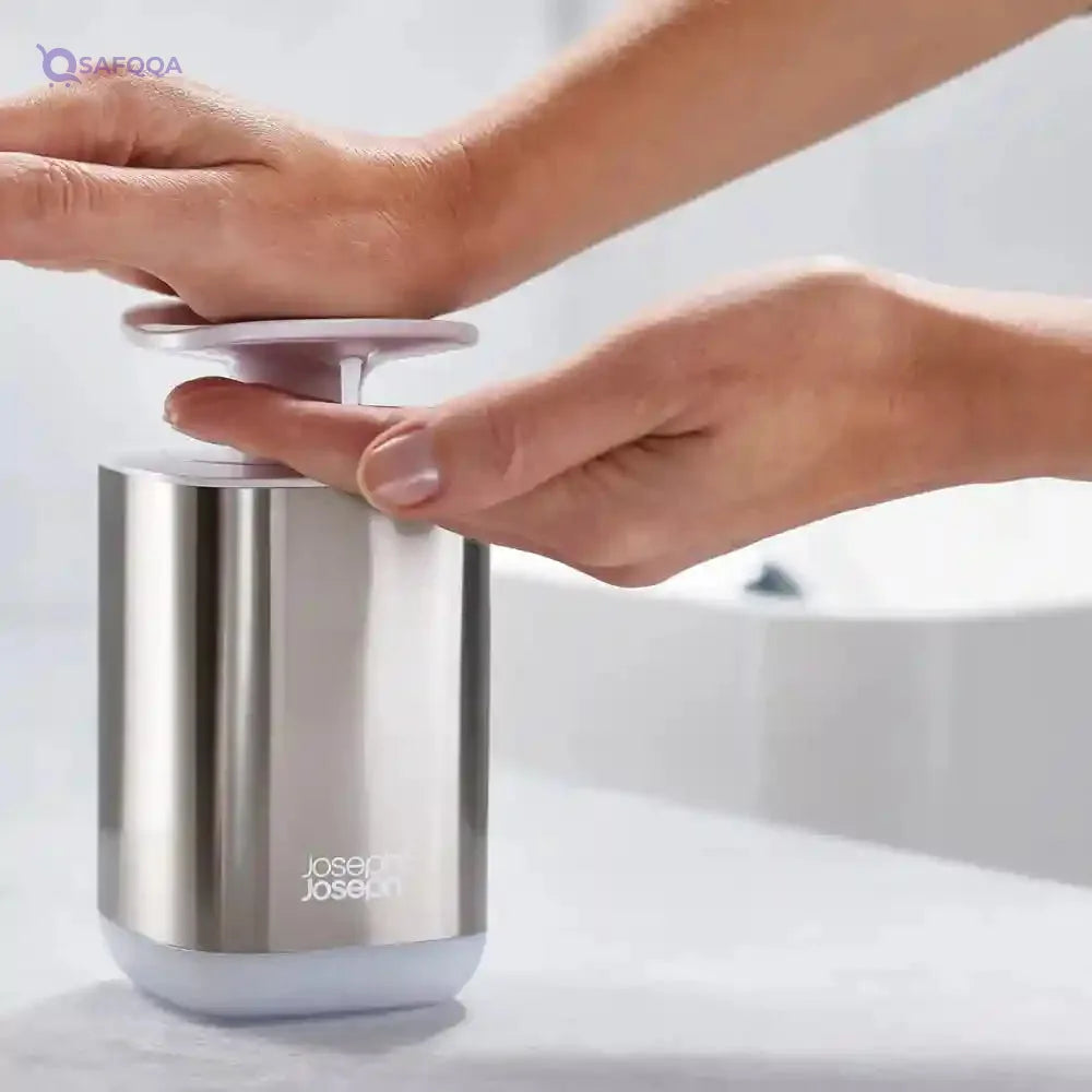 Joseph Joseph Presto Stainless-Steel Hygienic Easy-Push Soap Dispenser with Wide Pump - Safqqa