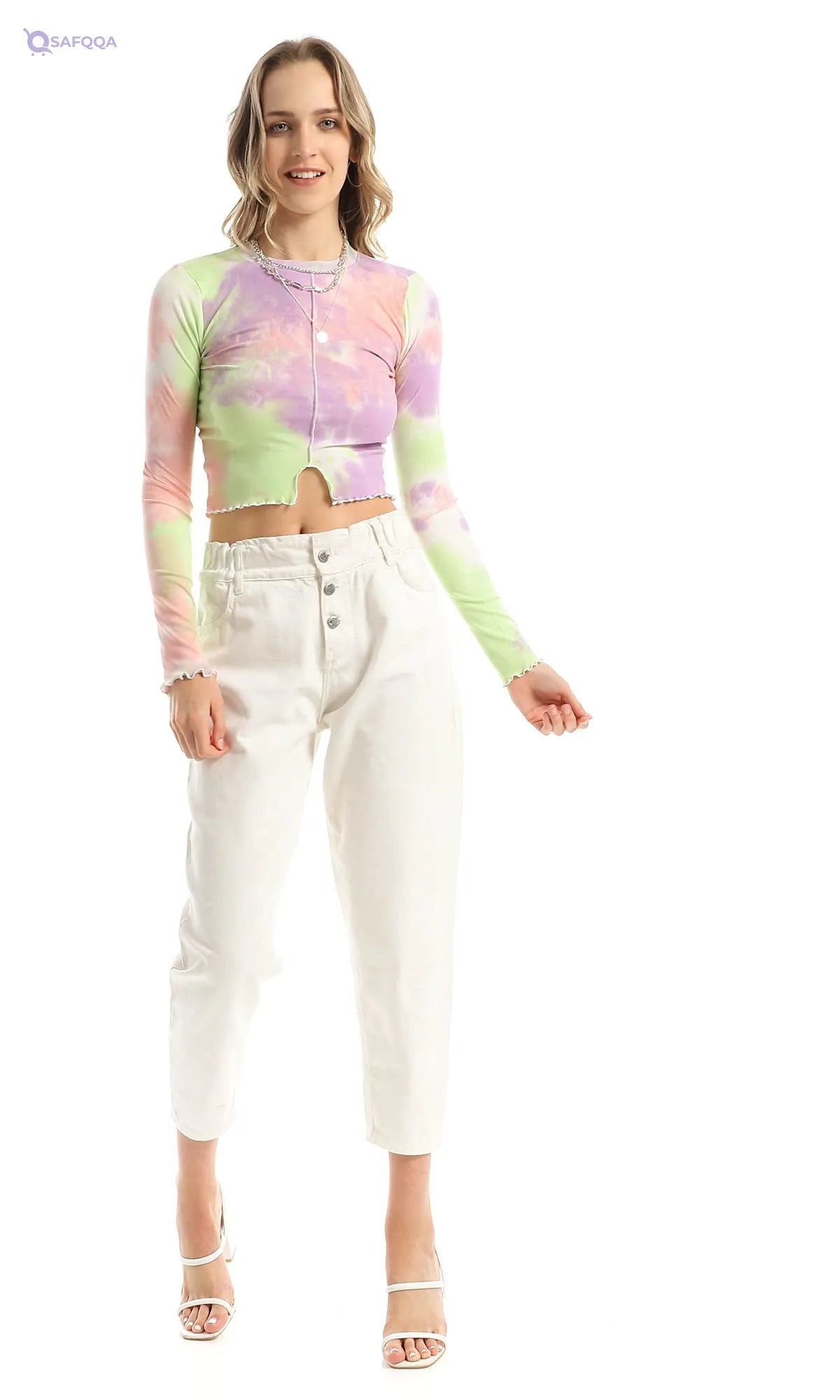 Ravin Tie Dye Long Sleeves Summer Cropped Top For Women,Long sleeves for style and coverage. - Safqqa