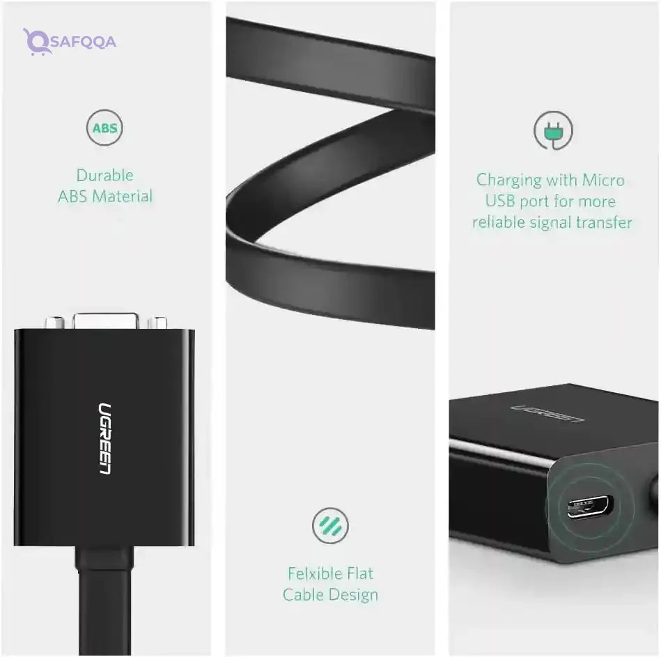 UGREEN DVI to VGA Active Adapter Converter, 1080P, 60Hz, 3D, 0.3Meter. - Safqqa