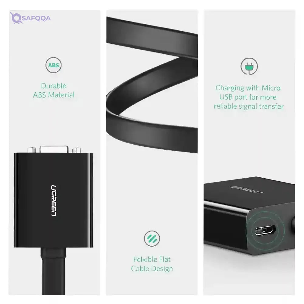 UGREEN DVI to VGA Active Adapter Converter, 1080P, 60Hz, 3D, 0.3Meter. - Safqqa
