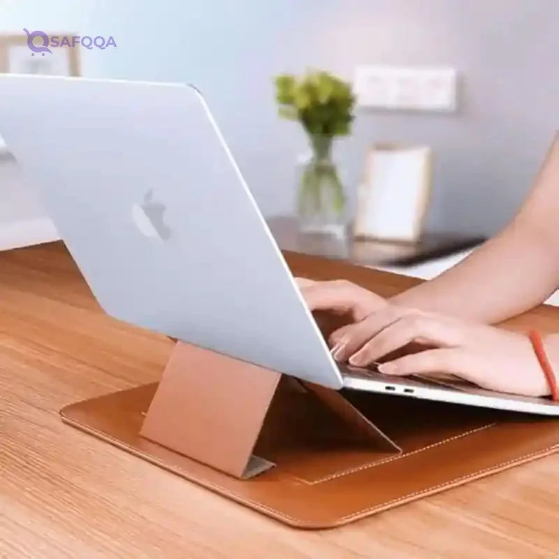 WiWU Skin Pro Slim Stand Sleeve for MacBook Pro 15.4" – PU Leather, Magnetic Closure - Safqqa
