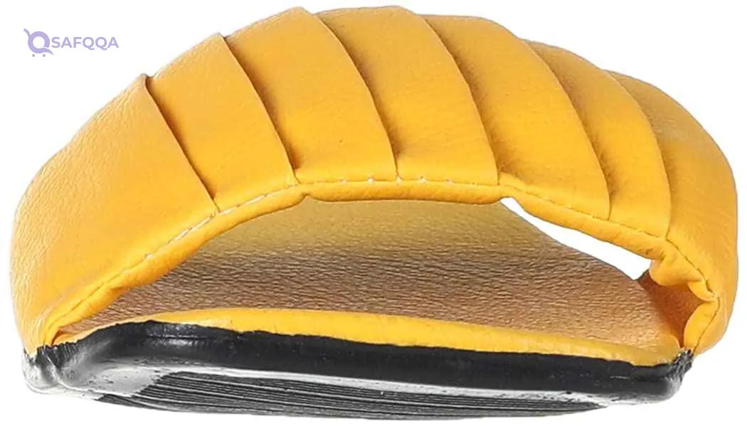 OX Faux Leather Yellow Slides OX005 For women, - Safqqa Egypt