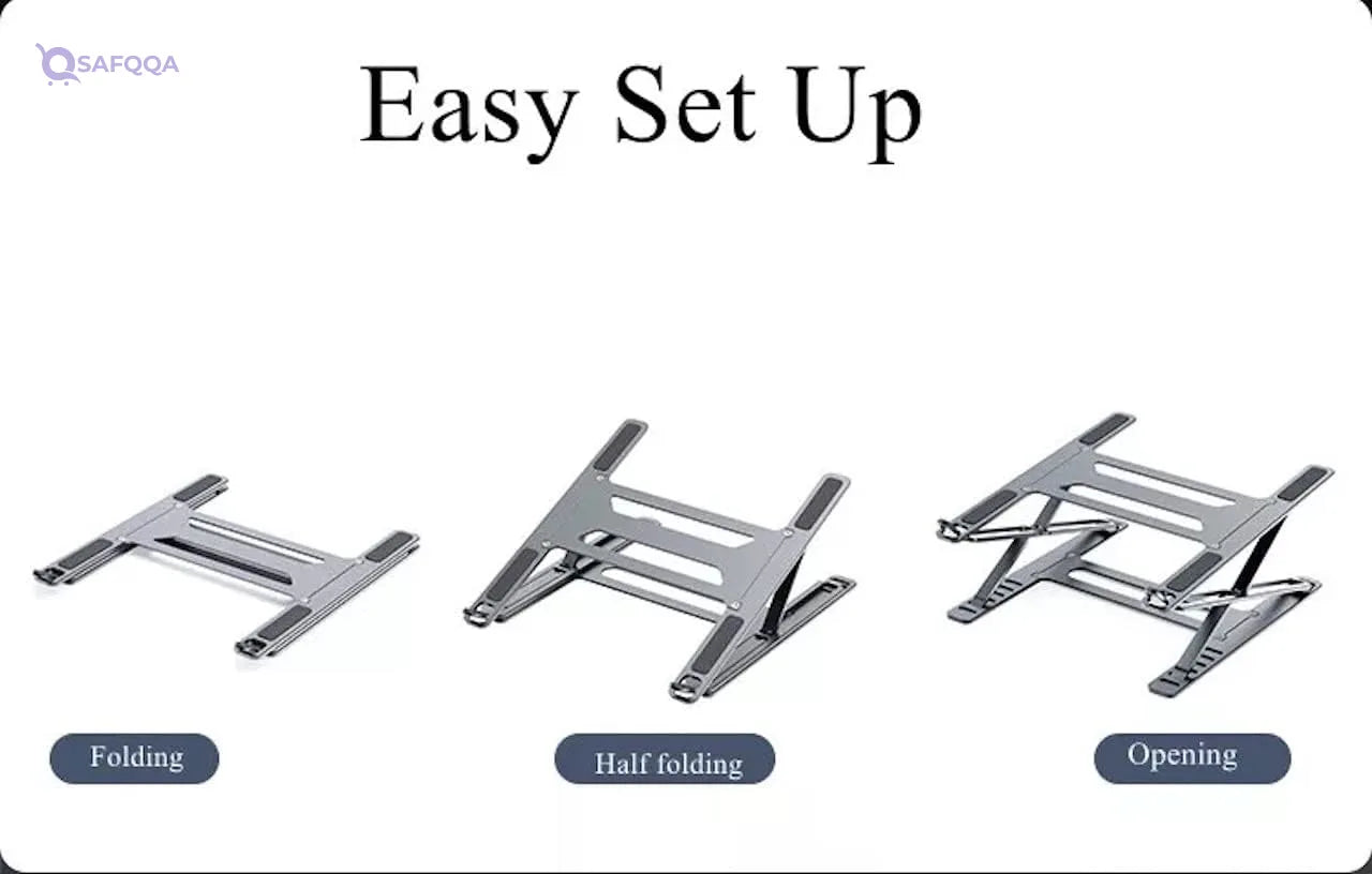 Boneruy Double-Layer Foldable Laptop Stand, Compatible with Laptops up to 17.3 inches - Silver - Safqqa