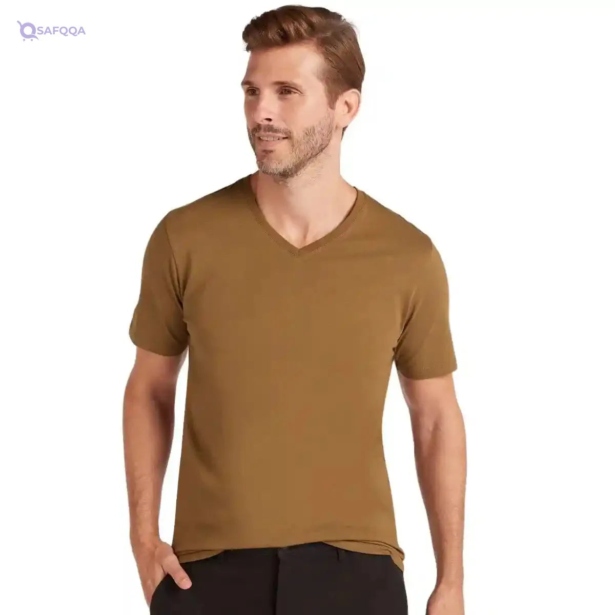Splash Mens Vneck Solid T-Shirt - Safqqa Egypt