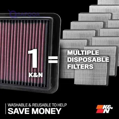 K&N Engine Air Filter: Reusable, Clean Every 75,000 Miles, Washable, Replacement Car Air Filter: Compatible with 2020-2022 HYUNDAI, KIA (Sonata, Santa Fe, Santa Cruz, Tucson, K5, Sorento) 33-5108 - Safqqa