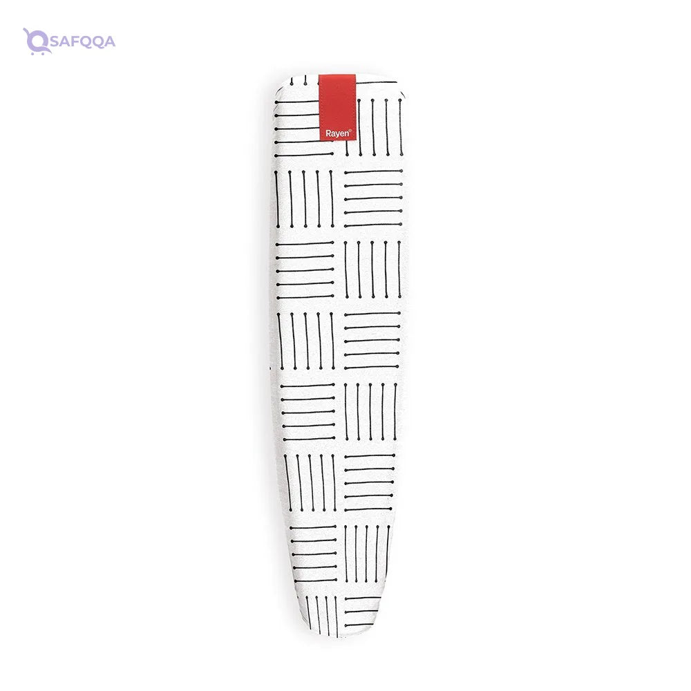 Rayen 24.2” x 8.5 Sleeve Ironing Board Cover | Elastic | Universal | Foam | 100% Cotton, White with Black Stripes - Safqqa