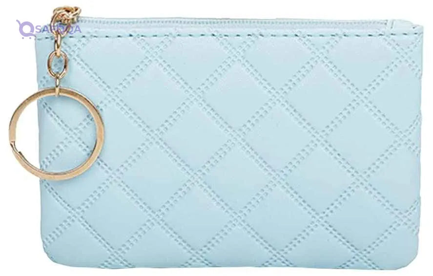 Premium Full-Grain Leather Mini Coin Purse & Keychain – Quilted RFID Wallet with Top Zipper for Men & Women - Safqqa Egypt