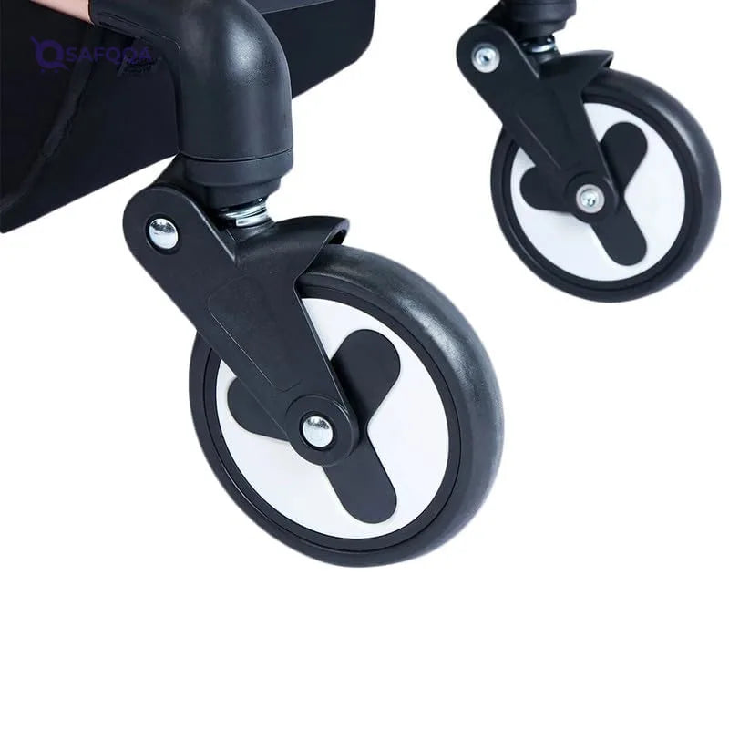 TEKNUM Feather Lite Traveller A1 Lightweight Stroller Air TravelFive Point Safety Harness Removable Cannopy 360 Degree Swivel Wheels  One Touch Brake Newborn Baby 0 -4Years -Black - Safqqa