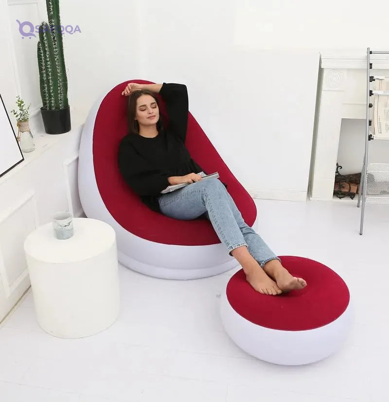 Generic Inflatable recliner with footrest,Damage Box - Safqqa