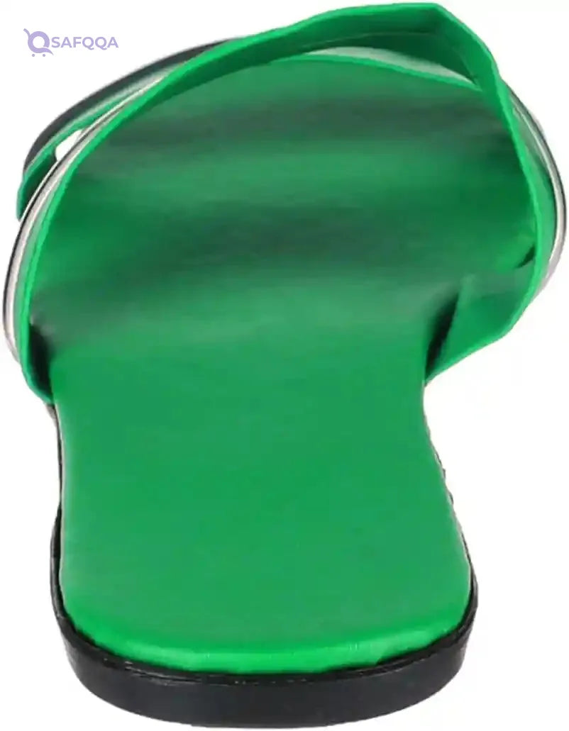 OX Faux Leather Green Slides OX006 For women, - Safqqa Egypt