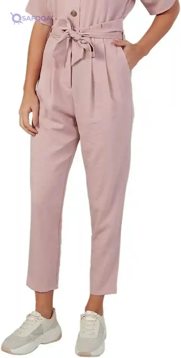 Plain Side Pocket Waist Tie Pants for Women - Safqqa Egypt