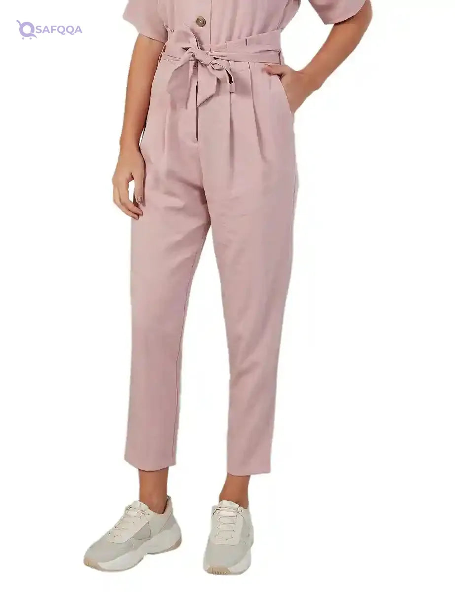 Plain Side Pocket Waist Tie Pants for Women - Safqqa Egypt