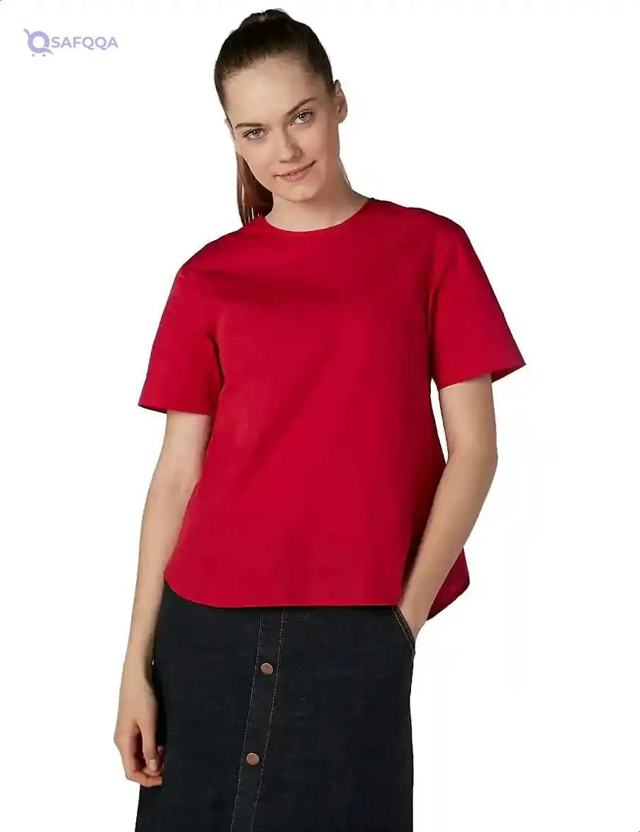 Splash Stars Print Round Neck Short SLeeves Blouse For Women - Safqqa Egypt
