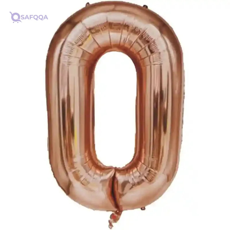 Foil Large Number Zero Shaped Balloon Can Fills With Air Or Helium High Quality Materials Specially Made For Birthday Party Decoration 82x72 Cm - Rose Gold - Safqqa